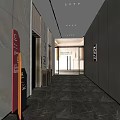 Elegant Elevator Hallway With Marble Floor Modern Wall Panels And Directional Signs 3d model