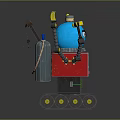 Colorful Mechanical Robot With Blue Head Red Body Track Wheels Mechanical Arms And Antenna