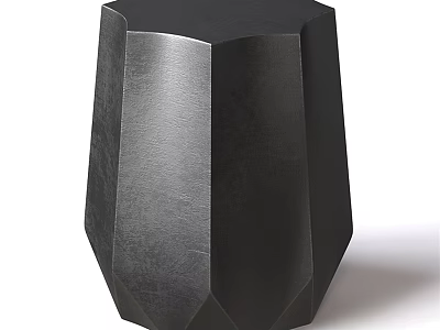 Sleek Modern Black Side Table Featuring Polygonal Shape And Smooth Leather Surface 3d model