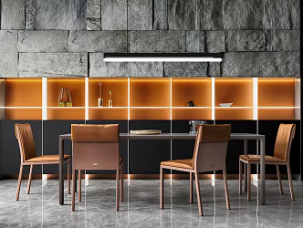 Light Luxury Dining Table and Chair Combination Dining Table and Chair 3d model