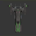Futuristic Sci Fi Spaceship With Green Accents And Detailed Gray Aerodynamic Body