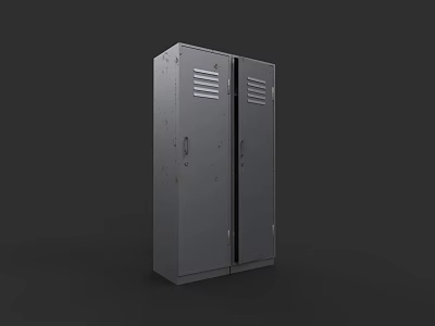 Gray Metal Double Door File Cabinet With Ventilation Grilles For Storage 3d model