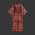 Stylish Floral Print Dress With Bell Sleeves Red And Pink Patterns Long Length