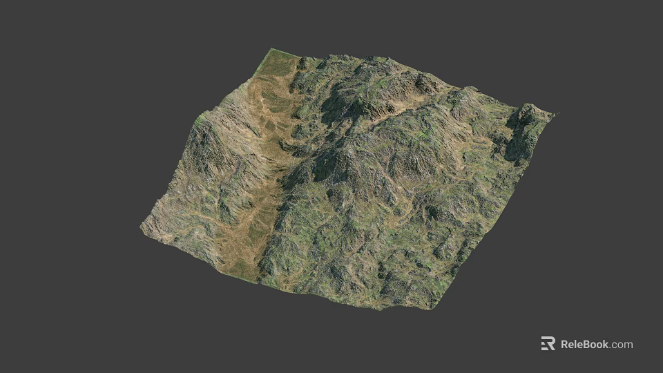 Serene Garden Landscape Featuring Undulating Mountainous Terrain With Lush Green Vegetation And Natural Brown Land 3d model 