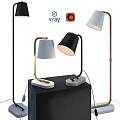 Modern Floor Lamps With Black White Shades And Metal Marble Bases