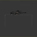 Tactical Sniper Rifle With Scope Displayed On Metal Table Blue Mat