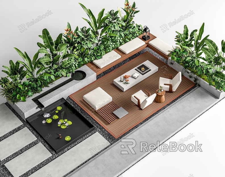 Courtyard Outdoor Sofa Card Seat Sofa Outdoor Chair Waterscape Plant Combination Ting Step Landscape Seat model