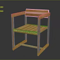 Wooden Leisure Chair with Modern Minimalist Design Square Armrests and Slatted Seat
