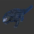 Fierce Reptilian Creature Character With Scaly Skin Open Mouth Sharp Teeth And Spiked Back