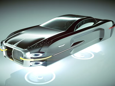 Futuristic Sleek Silver Car With Aerodynamic Design And Floating Wheels 3d model