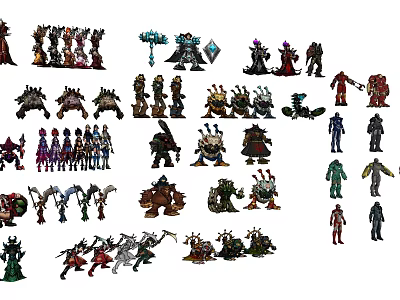 Various Detailed Fantasy Sci Fi Character Sculpture Carvings And Models Collection 3d model