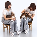 Woman cat holding cat woman sitting woman beauty 3d model