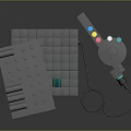 3D Rendered Gray Game Console And Controller With Colorful Buttons And Connected Cable
