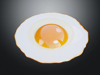 Runny Yolk Fried Egg With Golden Edges Made Using Non Stick Frying Pan 3d model