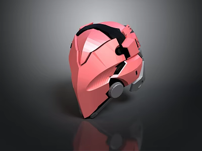 Pink Modern Helmet 3D Model Design With Black Details And Silver Accents 3d model
