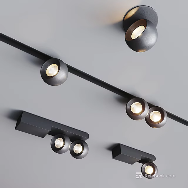 Sleek Modern Black Downlights And Spotlights For Ceiling Interior Lighting 3d model