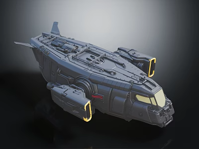 Cosmic Aerospace Sci-Fi Spaceship Model With Glowing Engine And Cockpit Design 3d model