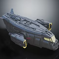 Cosmic Aerospace Sci-Fi Spaceship Model With Glowing Engine And Cockpit Design