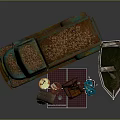 Vintage Rustic Household Items Collection With Rusty Truck Old Sofa And Carpet