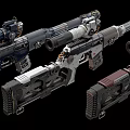 Futuristic Sci Fi Firearms With Mechanical Details And Varied Color Designs
