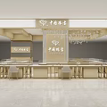 Elegant Jewelry Store Interior Design With Display Counters And Chandeliers 3d model