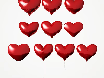 Red Heart Shaped Balloons Perfect For Festive Party Decoration Supplies 3d model