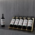 Elegant Golden Wine Cabinet Interior With Grey Wooden Background And Whisky Bottles