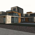 Modern Detached Villa With Large Glass Windows Swimming Pool And Surrounding Trees