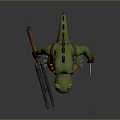 Green Cartoon Crocodile Warrior With Dual Guns Brown Belt And Red Decoration