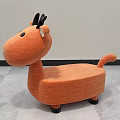 Adorable Deer Shaped Orange Fabric Children's Chair With Stable Black Legs