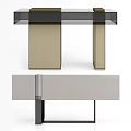 Modern Minimalist Console Table Interior With Vertical Striped Legs And Gray Top 3d model