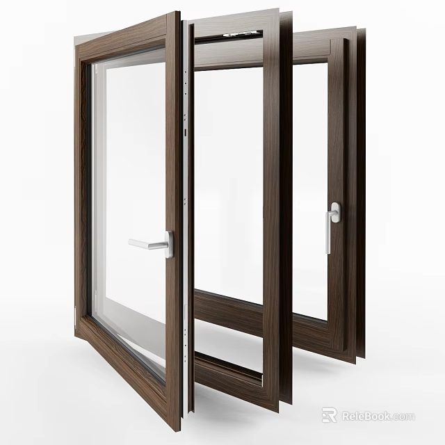 Modern Aluminum Casement Window With Clear Glass And Side Open Handle Design 3d model 