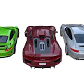 Three Luxury Sports Cars In Silver Red And Green Colors With Sleek Design