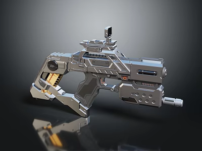 Futuristic Sci Fi Gun With Metallic Surface Attached Scope And Intricate Tech Structure 3d model