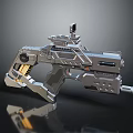 Futuristic Sci Fi Gun With Metallic Surface Attached Scope And Intricate Tech Structure