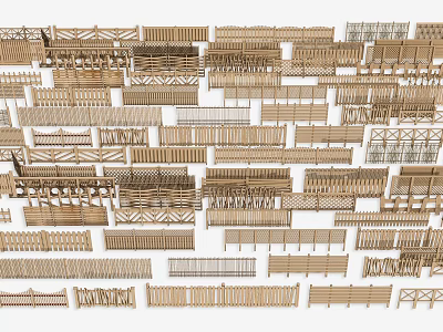 Various Types Of Wooden Fence Designs And Styles For Outdoor Use 3d model