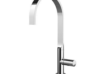 Modern Polished Chrome Kitchen Faucet with Curved Spout and Single Lever 3d model
