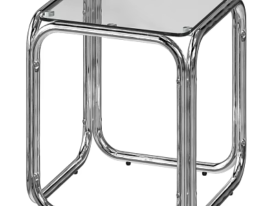 Modern Minimalist Clear Glass Top Dining Table With Polished Shiny Chrome Metal Sturdy Frame 3d model