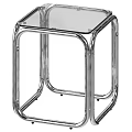 Modern Minimalist Clear Glass Top Dining Table With Polished Shiny Chrome Metal Sturdy Frame