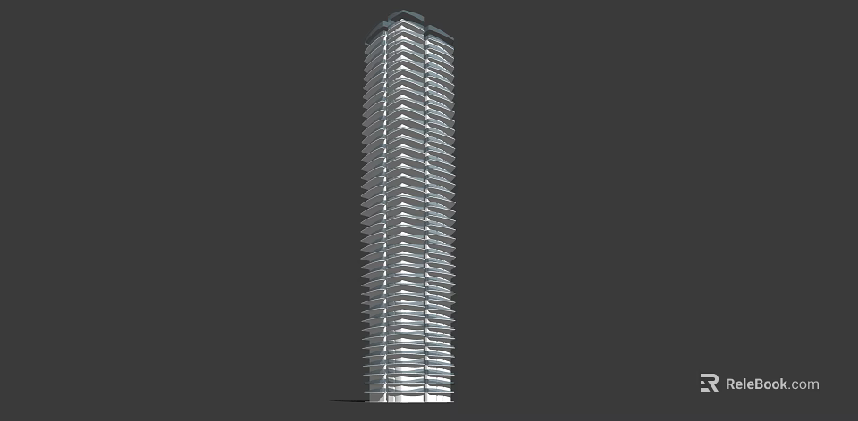 Modern Tall High Rise Building With Glass Facade And Architectural Design 3d model 