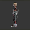 Futuristic Cyberpunk Female Character With Red Black Outfit And Robotic Creature Companion