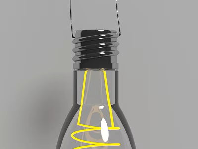 Modern Glass Chandelier With Spiral Yellow Filament And Metal Top Design 3d model