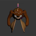 Brown Monkey Doll With Red Cheeks Big Eyes Holding Round Shield And Metal Spikes