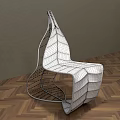 Teal Leaf Shaped Outdoor Chair With Black Metal Frame And Modern Design