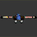 Cute Child Character With Blue Hair Yellow Top And Open Arms Pose