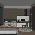 Modern Italian Tatami Bedroom Tatami Bedroom Wardrobe Bed Chair Computer Carpet Desk 3d model