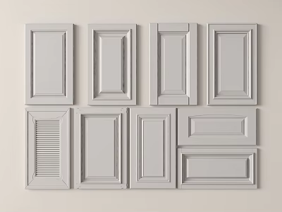 Various Hinged Door Designs With Panel Patterns And Frame Details For Interior 3d model