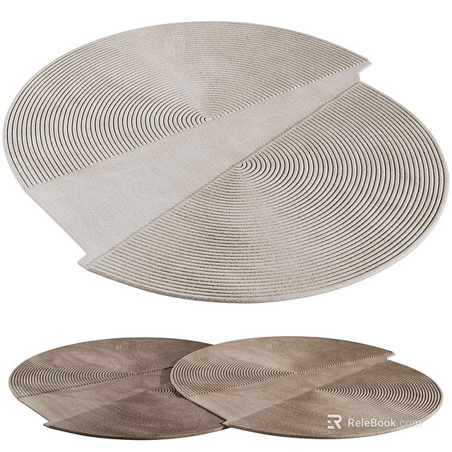 Modern Stylish Shaped Rug With Spiral Pattern And Round Design 3d model 