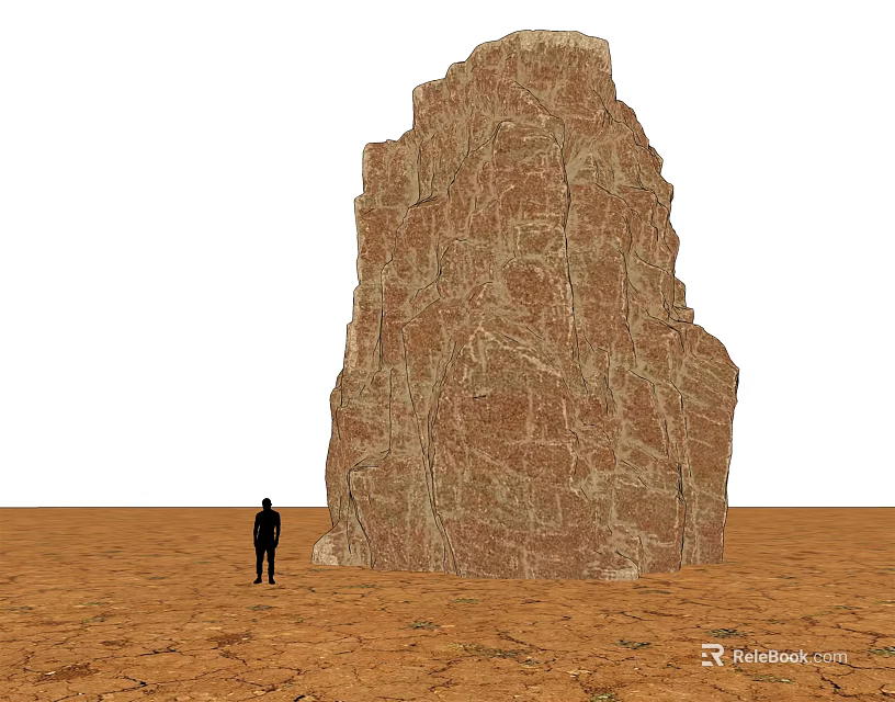 Large Weathered Stone Formation Combined With Natural Wood Elements In Arid Landscape 3d model 