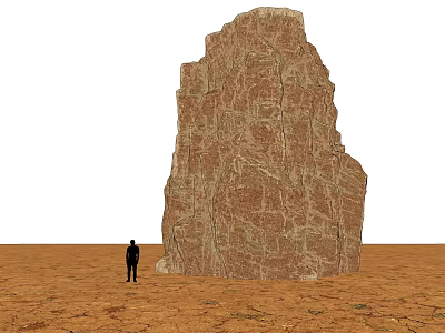 Large Weathered Stone Formation Combined With Natural Wood Elements In Arid Landscape 3d model